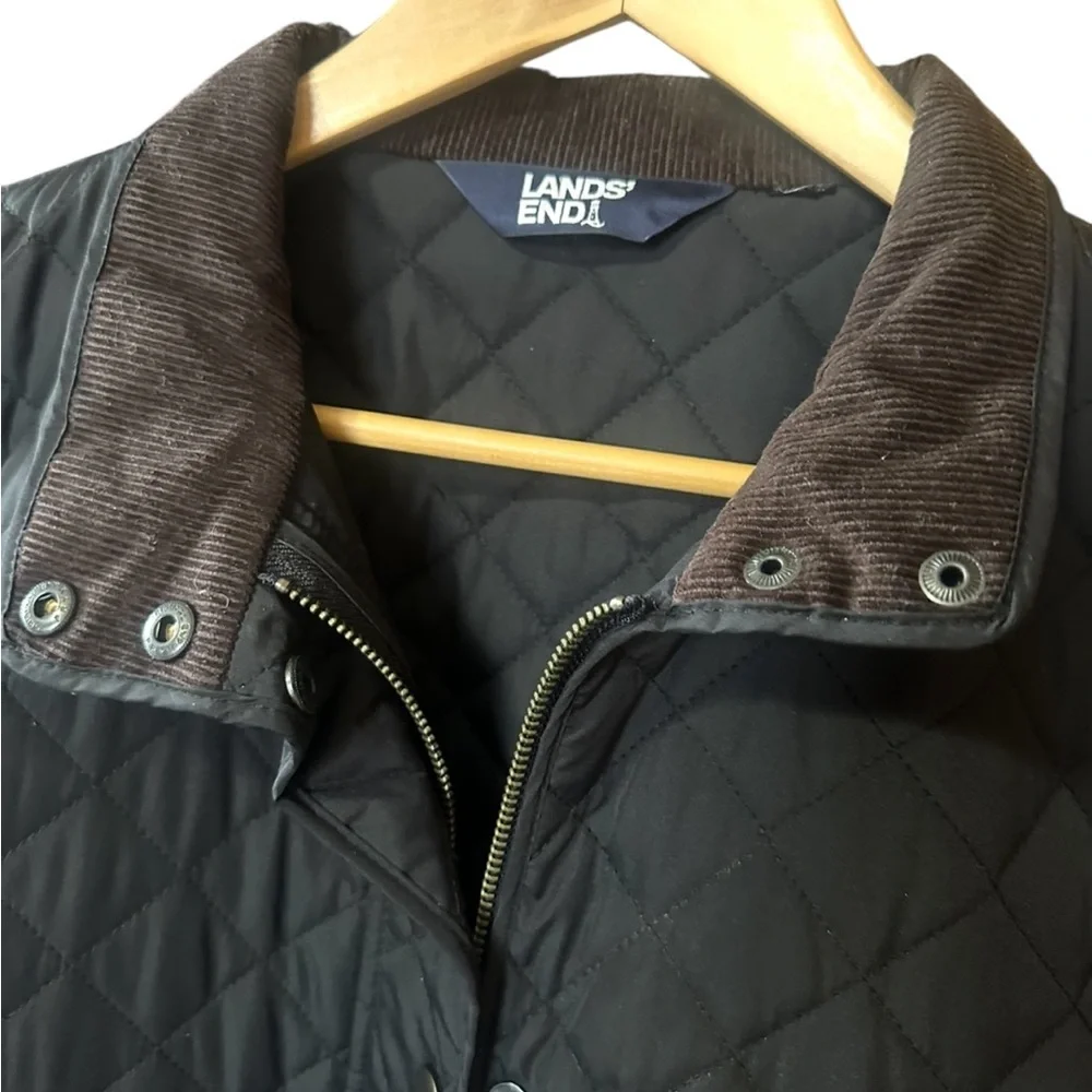 Lands' End Black Quilted Barn Chore Jacket Womens Size XL